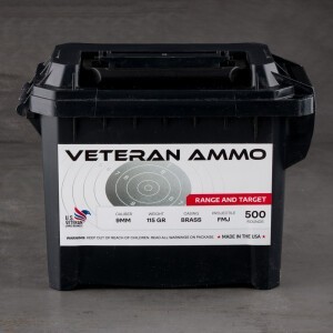 500rds – 9mm Veteran Ammo 115gr. FMJ Ammo in Field Box