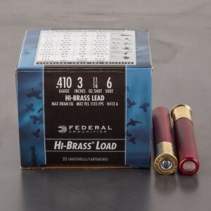 250rds – 410 Bore Federal Game Load Upland Hi-Brass 3" 11/16oz. #6 Shot Ammo