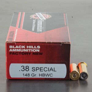 500rds - 38 Special Black Hills 148gr. Hollow Base Wadcutter Ammo