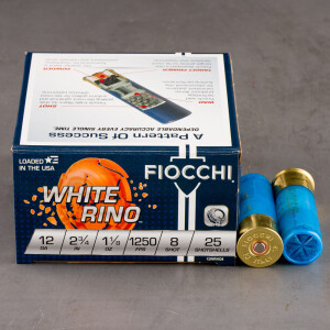 25rds - 12 Gauge Fiocchi White Rino 2 3/4" 1 1/8oz. #8 Shot Ammo
