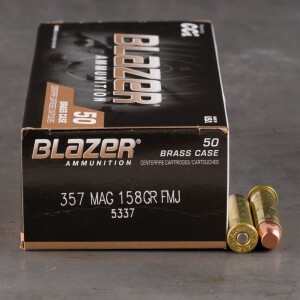 50rds – 357 Magnum Blazer Brass 158gr. FMJ FN Ammo