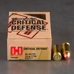 20rds - .45 ACP Hornady Critical Defense 185gr. HP Ammo