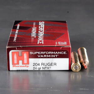20rds - 204 Ruger Hornady Varmint Express 24gr. NTX Polymer Tip Ammo