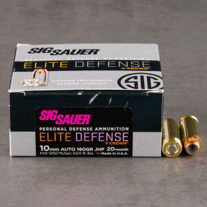 20rds – 10mm Sig Sauer V-Crown 180gr. JHP Ammo