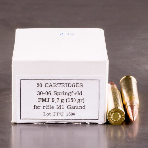 20rds - 30-06 Prvi Partizan 150gr. FMJ M1 Garand Ammo