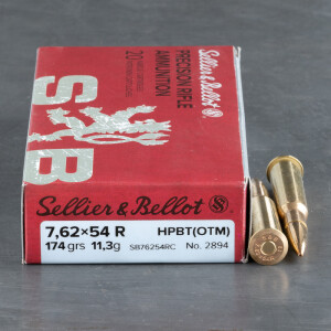 20rds - 7.62x54R Sellier & Bellot 174gr. MATCH BTHP Ammo