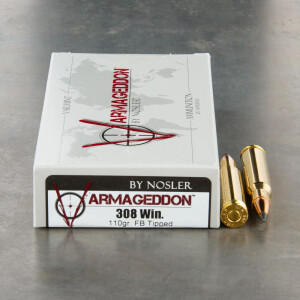 20rds - 308 Win Nosler Varmageddon 110gr. FB Tipped Ammo