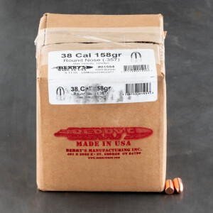 1000pcs - 38 / 357 Cal .357" Dia Berry's 158gr. Plated RN Bullets