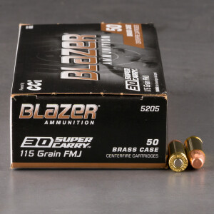 50rds – 30 Super Carry Blazer Brass 115gr. FMJ Ammo