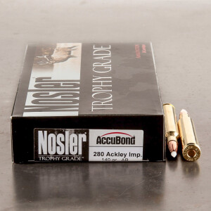 20rds -  280 Ackley Improved Nosler Trophy Grade 140gr. AccuBond Ammo