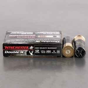 5rds - 12 Ga. Winchester Double X HV 2 3/4" 9 Pellet 00 Buck