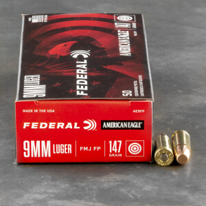 1000rds - 9mm Federal American Eagle 147gr. FMJ Ammo