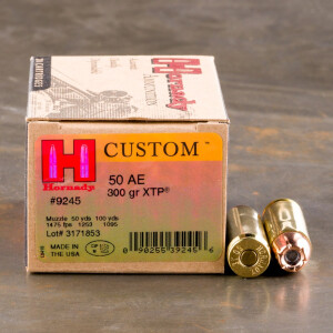 200rds - 50 Action Express Hornady Custom 300gr. XTP JHP Ammo