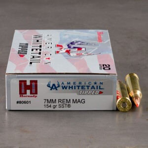 20rds – 7mm Rem Mag Hornady American Whitetail Tipped 154gr. SST Ammo
