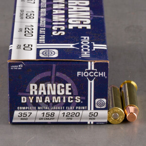 50rds – 357 Magnum Fiocchi Pistol Shooting Dynamics 158gr. CMJ-FP Ammo