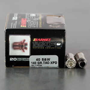 20rds - 40 S&W Barnes 140gr. TAC-XPD HP Ammo
