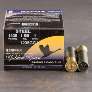 250rds – 12 Gauge Fiocchi Golden Goose 3-1/2" 1-5/8oz. #1 Steel Ammo