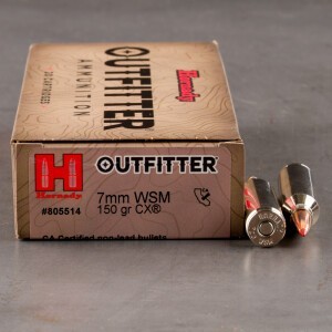 20rds – 7mm WSM Hornady Outfitter 150gr. CX Ammo