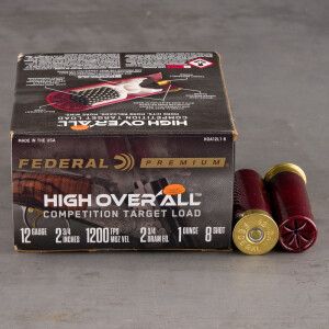 25rds – 12 Gauge Federal High Over All 2-3/4" 1oz. #8 Shot Ammo