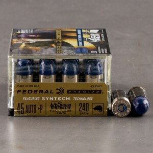 20rds – 45 ACP +P Federal Solid Core 240gr. Hard Cast Ammo