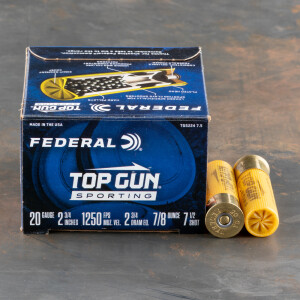 250rds – 20 Gauge Federal Top Gun Sporting 2-3/4" 7/8oz. #7.5 Shot Ammo
