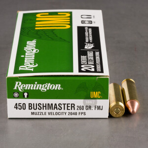 20rds – 450 Bushmaster Remington UMC 260gr. FMJ Ammo