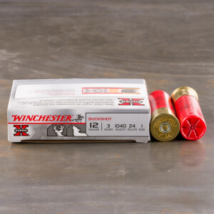 5rds - 12 Ga. Winchester 3" 24 Pellet #1 Buckshot Ammo