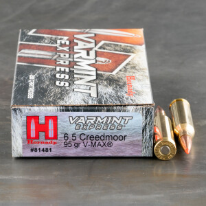 20rds – 6.5mm Creedmoor Hornady Varmint Express 95gr. V-MAX Ammo