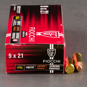 50rds – 9x21mm IMI Fiocchi 124gr. FMJTC Ammo