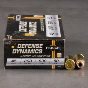 50rds – 45 ACP Fiocchi 200gr. JHP Ammo