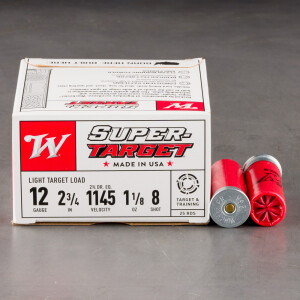 25rds - 12 Gauge Winchester Super Target 2 3/4" 1 1/8oz. 2 3/4 Dram #8 Shot 25rds - 12 Gauge Winchester Super Target 2 3/4" 1 1/8oz. 2 3/4 Dram #8 Shot