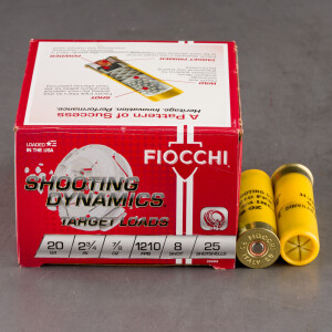 25rds – 20 Gauge Fiocchi 2-3/4" 7/8oz. #8 Shot Ammo