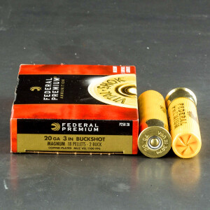 5rds - 20 Gauge Federal Premium Vital-Shok 3" 18 Pellet #2 Buckshot Ammo 5rds - 20 Gauge Federal Premium Vital-Shok 3" 18 Pellet #2 Buckshot Ammo