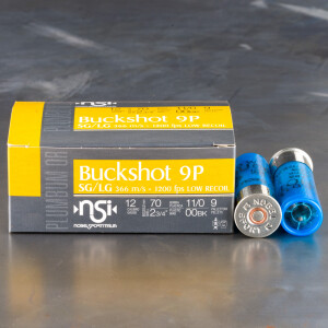 250rds – 12 Gauge Nobel Sport Italia Law Enforcement Low Recoil 2-3/4" 9-Pellet 00 Buckshot Ammo 