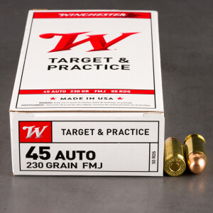 50rds - 45 ACP Winchester USA 230gr. FMJ Ammo