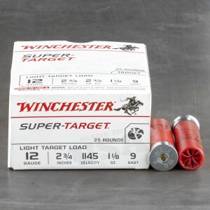 250rds – 12 Gauge Winchester Super Target 2-3/4" 1-1/8oz. #9 Shot Ammo 250rds – 12 Gauge Winchester Super Target 2-3/4" 1-1/8oz. #9 Shot Ammo