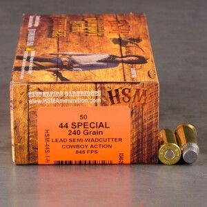 50rds – 44 Special HSM Cowboy Action 240gr. LSWC Ammo
