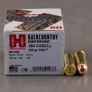 20rds – 454 Casull Hornady Backcountry Defense 300gr. DGH Ammo