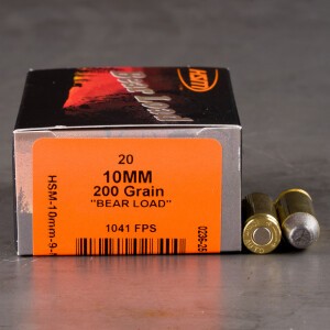 20rds – 10mm HSM Bear Load 200gr. RNFP Ammo