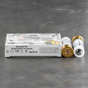 5rds – 12 Gauge Rio Royal Buck Low Recoil 2-3/4" 9-Pellet 00 Buckshot Ammo 