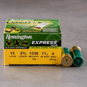 25rds – 12 Gauge Remington Express XLR 2-3/4" 1-1/4oz. #4 Shot Ammo