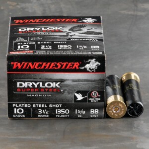 25rds - 10 Gauge Winchester Drylok Super Steel Magnum 3 1/2" 1 5/8oz. #BB Shot Ammo