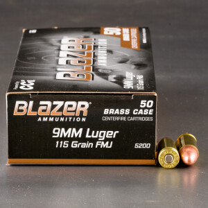 1000rds - 9mm Blazer Brass 115gr. FMJ Ammo