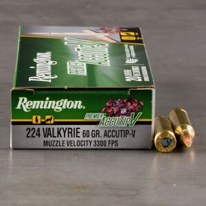 20rds – 224 Valkyrie Remington Premier 60gr. AccuTip-V Ammo