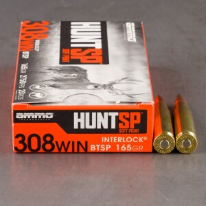 20rds – 308 Win Ammo Inc. Hunt 165gr. SPBT Ammo
