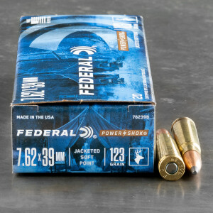 20rds - 7.62x39 Federal Power-Shok 123gr. SP Ammo