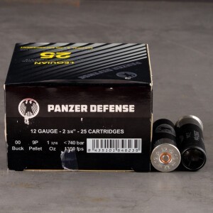 250rds – 12 Gauge Panzer Defense Lequian Special HV 2-3/4" 9 Pellet 00 Buckshot Ammo