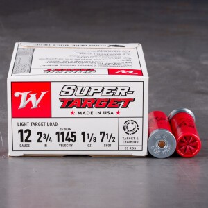 250rds - 12 Gauge Winchester Super Target 2 3/4" 1 1/8oz. 2 3/4 Dram #7 1/2 Shot Ammo
