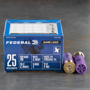 25rds - 16 Gauge Federal Game-Shok 2 3/4" 2 1/2 Dram 1oz. #7 1/2 Shot Ammo