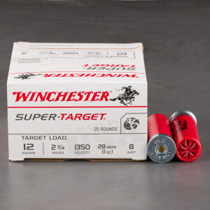 250rds – 12 Gauge Winchester Super Target 2-3/4" 1oz. #8 Shot Ammo